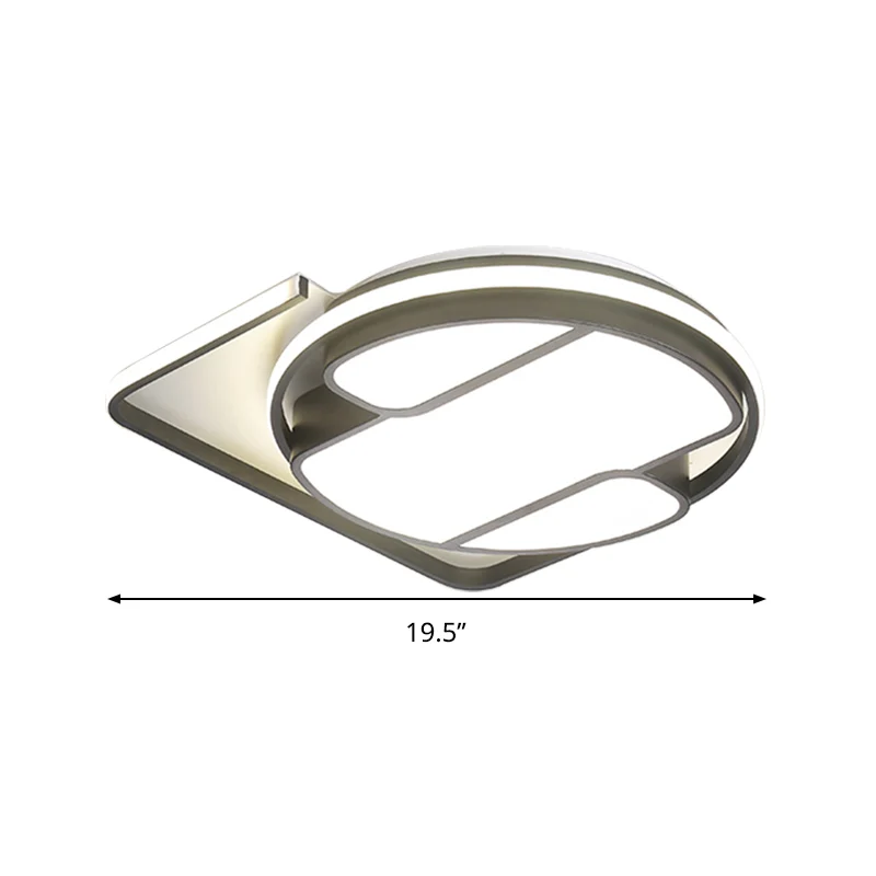 Plafonnier géométrique moderne de 16 "/ 19,5" W en métal LED noir et blanc encastré en blanc/lumière 3 couleurs pour le sa...