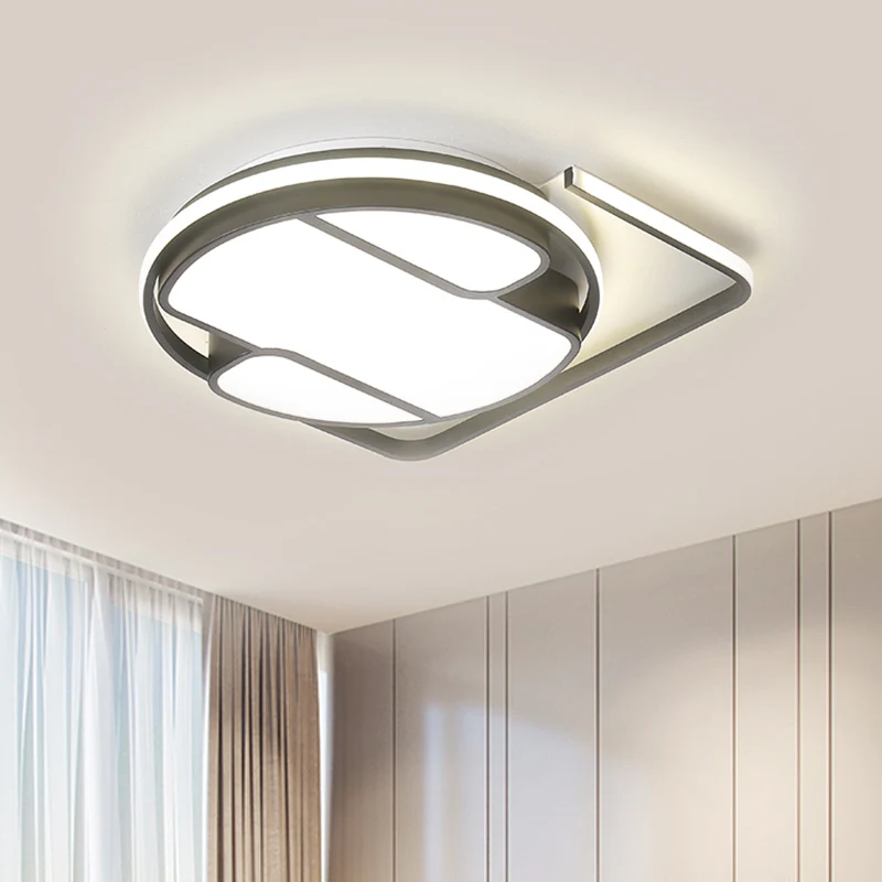 Plafonnier géométrique moderne de 16 "/ 19,5" W en métal LED noir et blanc encastré en blanc/lumière 3 couleurs pour le sa...