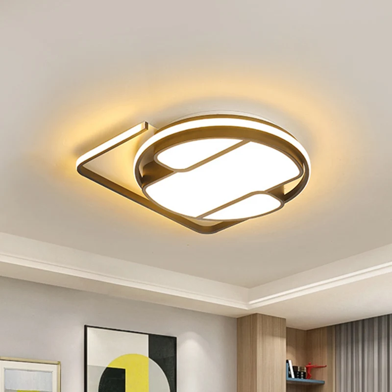 Plafonnier géométrique moderne de 16 "/ 19,5" W en métal LED noir et blanc encastré en blanc/lumière 3 couleurs pour le sa...