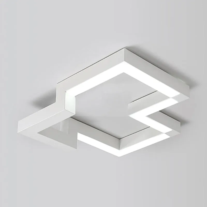 Plafonnier géométrique en métal de 19,5 "/ 25,5" de large, plafonnier LED moderne noir/blanc en lumière chaude/blanche Cle...