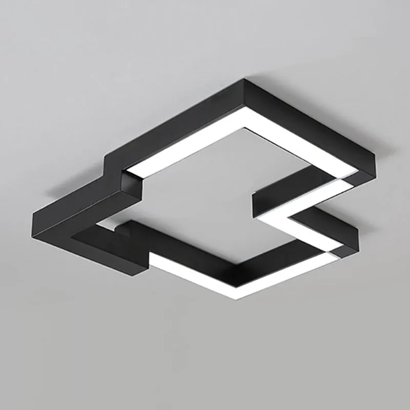 Plafonnier géométrique en métal de 19,5 "/ 25,5" de large, plafonnier LED moderne noir/blanc en lumière chaude/blanche Cle...