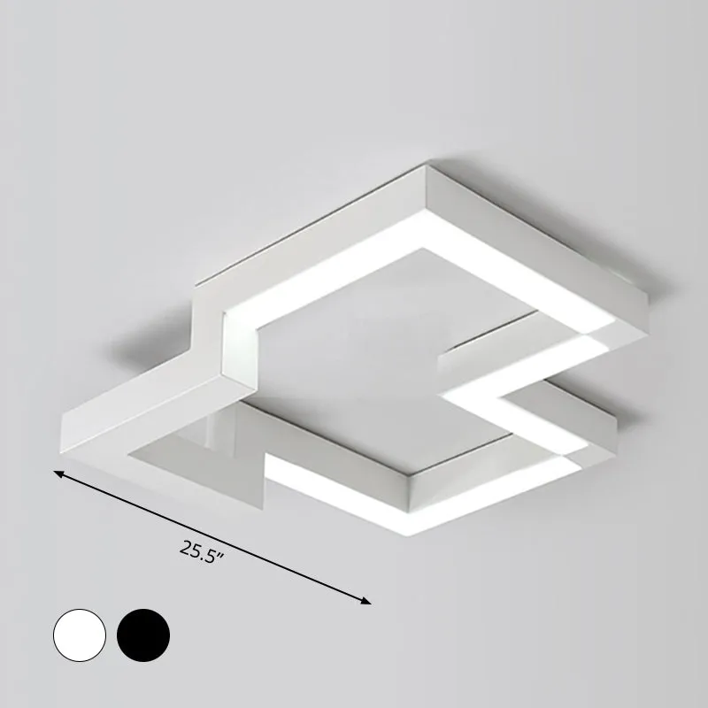 Plafonnier géométrique en métal de 19,5 "/ 25,5" de large, plafonnier LED moderne noir/blanc en lumière chaude/blanche Cle...