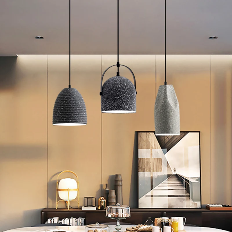 Plafonnier géométrique pour restaurant, luminaire suspendu simple et simple en ciment Clearhalo