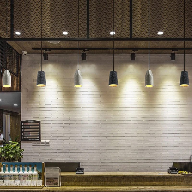 Plafonnier géométrique pour restaurant, luminaire suspendu simple et simple en ciment Clearhalo
