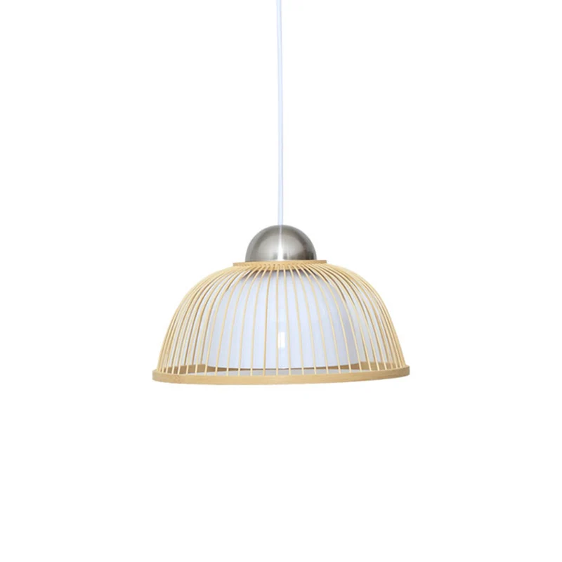 Plafonnier hémisphérique en bambou, lampe suspendue en bois de Style asiatique à 1 ampoule pour Restaurant Clearhalo