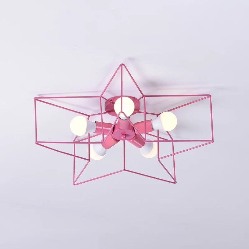 Plafonnier industriel à 5 lumières en métal avec cage en étoile pour chambre d'enfant Clearhalo