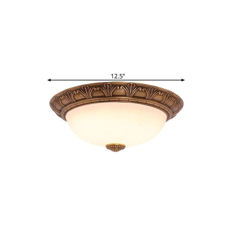 Plafonnier en laiton avec 4/3/2 ampoules en forme de dôme en verre crème pour couloir, 12,5"/16"/21,5" W Clearhalo