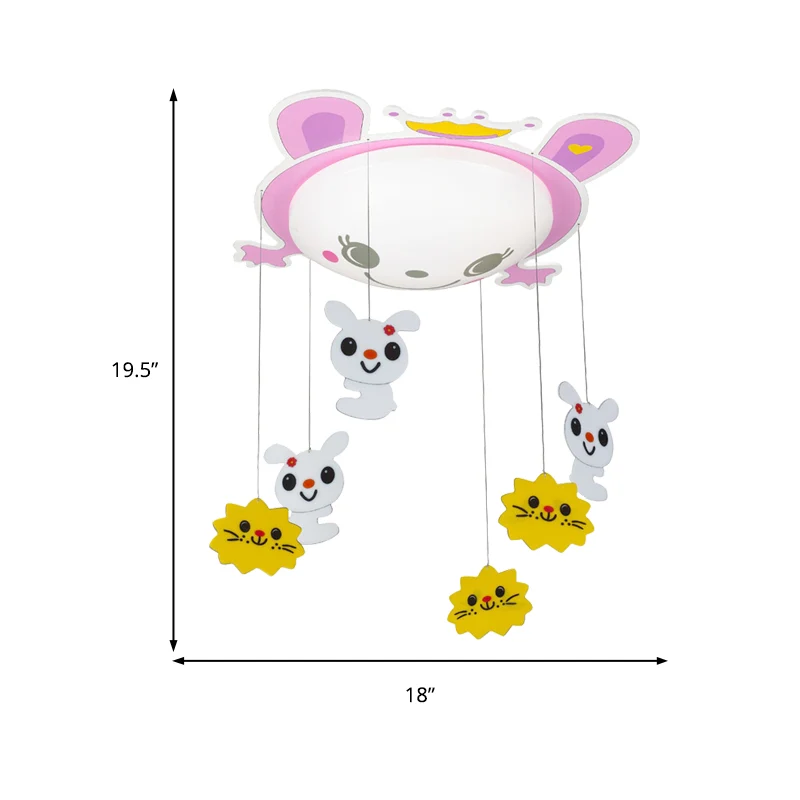 Plafonnier lapin pour enfants avec plafonnier en acrylique chaton rose pour salle de soins infirmiers Clearhalo