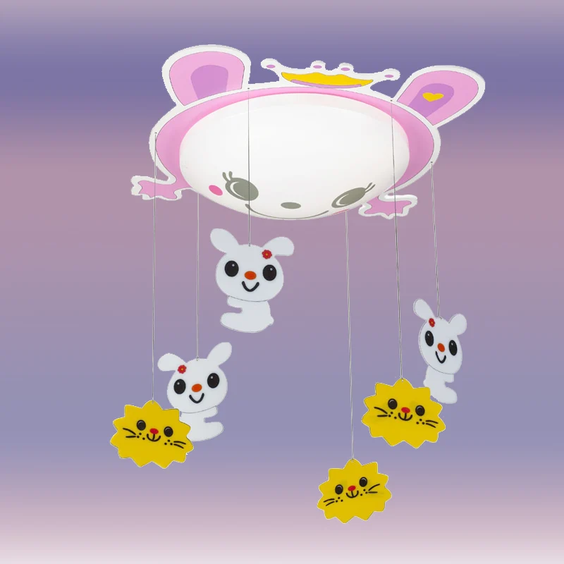 Plafonnier lapin pour enfants avec plafonnier en acrylique chaton rose pour salle de soins infirmiers Clearhalo