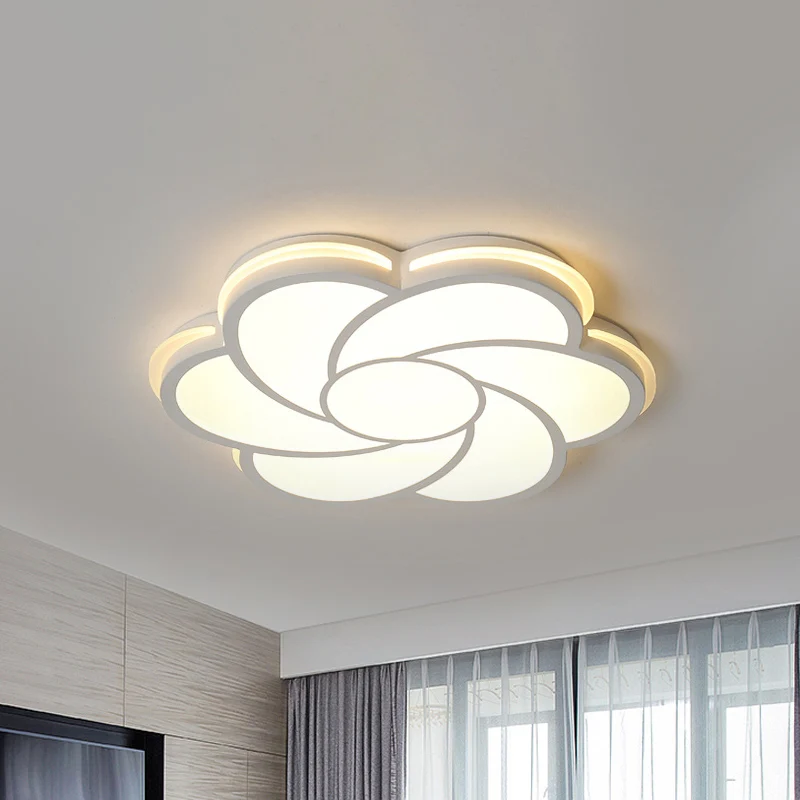 Plafonnier LED en acrylique avec abat-jour en forme de pétale blanc, moderne et élégant, luminaire de plafond pour salon,...