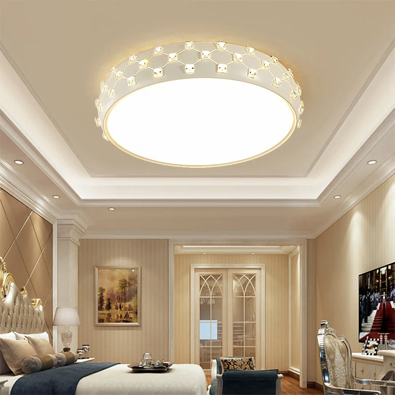 Plafonnier LED en acrylique avec carré en cristal blanc, Style Simple, luminaire décoratif de plafond, idéal pour une cham...