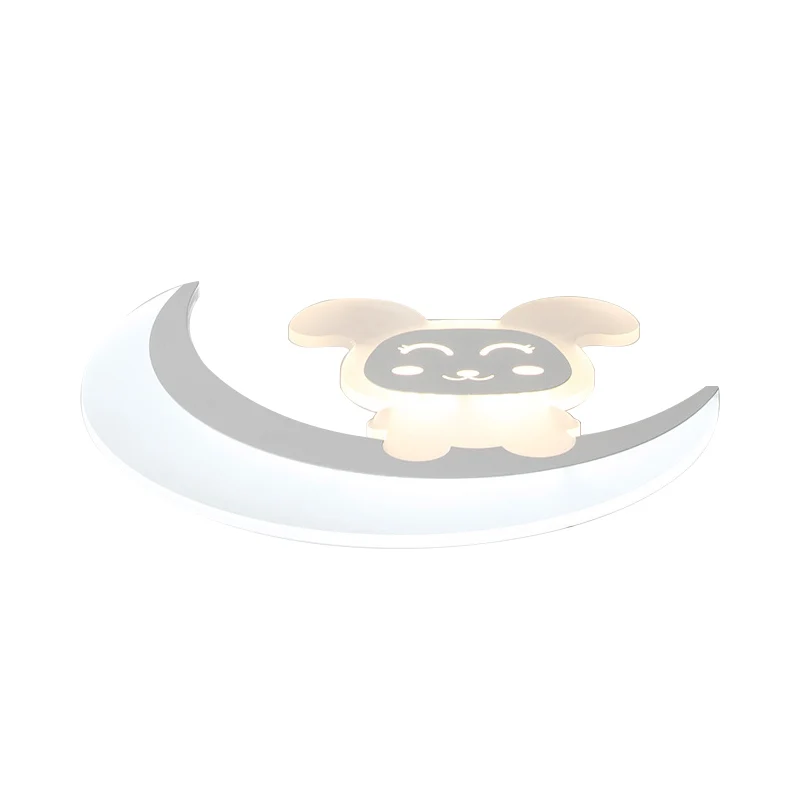 Plafonnier LED en acrylique avec motif animal bébé lapin, plafonnier blanc pour chambre de bébé garçon Clearhalo