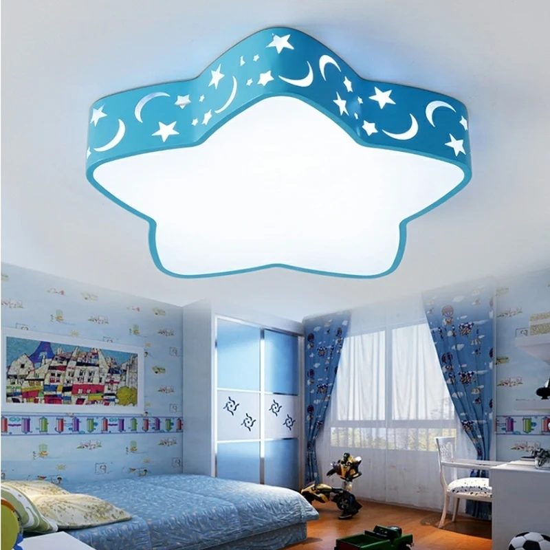 Plafonnier Led en acrylique avec étoile gravée pour chambre d'enfant, luminaire de plafond de dessin animé Clearhalo