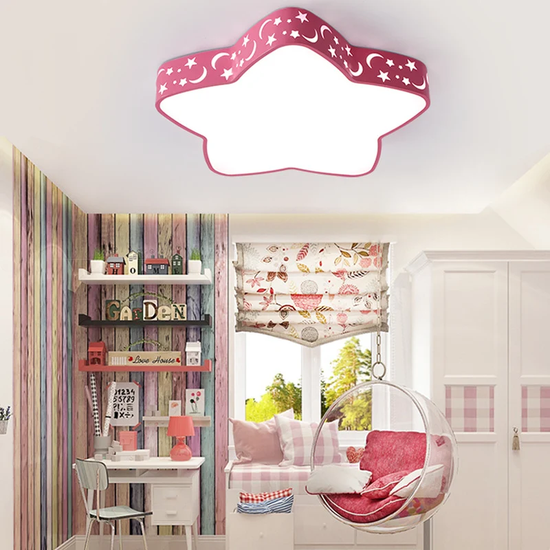Plafonnier Led en acrylique avec étoile gravée pour chambre d'enfant, luminaire de plafond de dessin animé Clearhalo