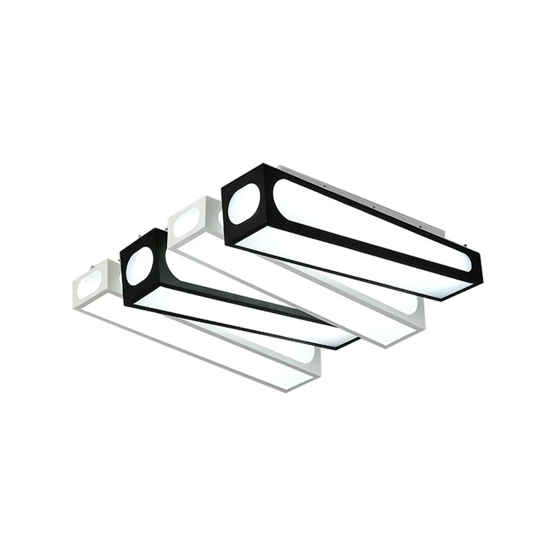 Plafonnier LED en acrylique, carré et linéaire moderne, plafonnier en noir et blanc pour hall d'entrée Clearhalo