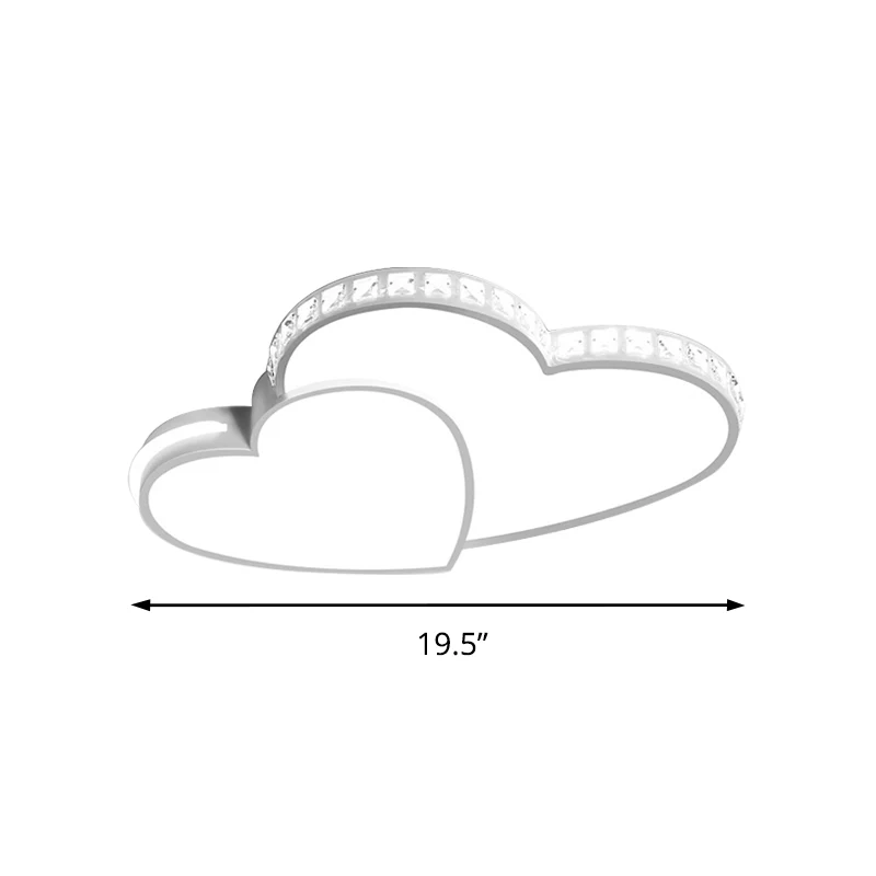 Plafonnier LED en acrylique à Double cœur avec cristal scintillant, plafonnier romantique en blanc pour salle de bain Clea...