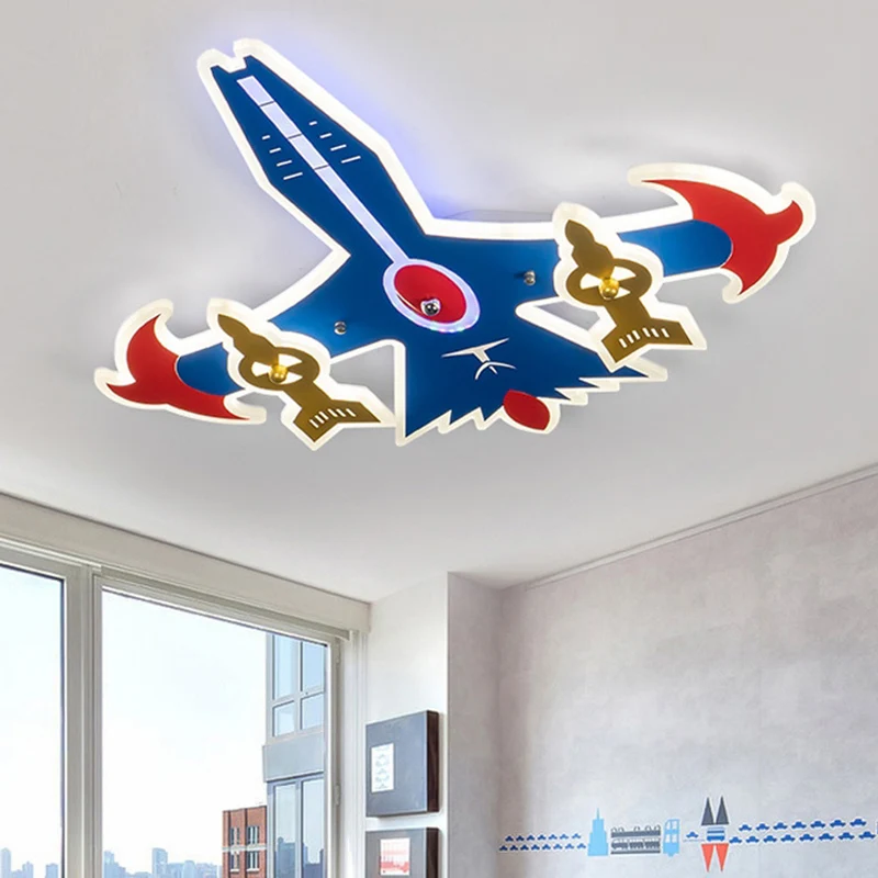 Plafonnier LED en acrylique en forme d'avion de dessin animé, éclairage proche du plafond en bleu, pour chambre de garçon...