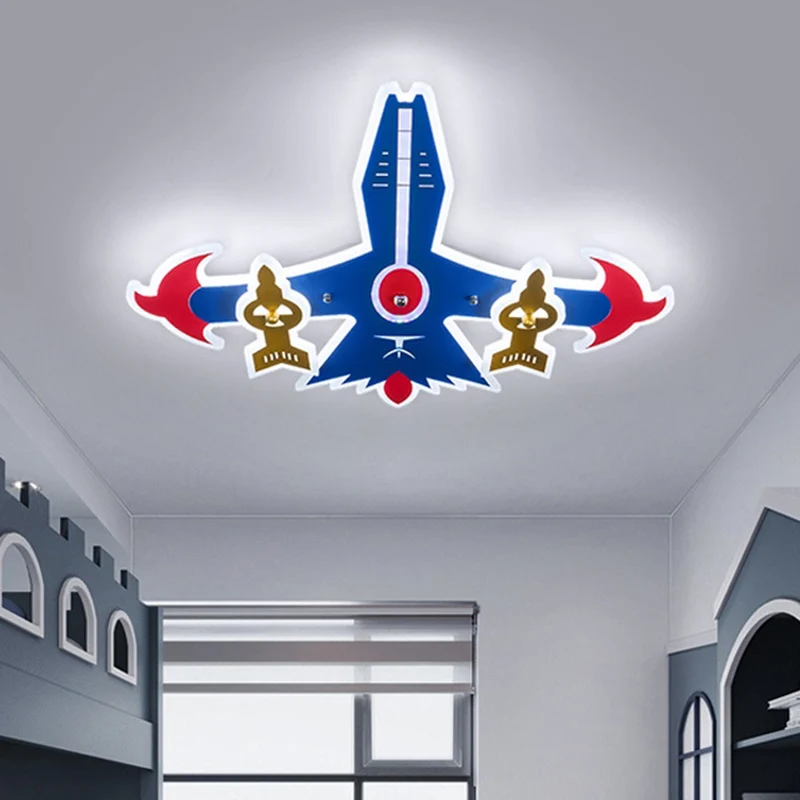 Plafonnier LED en acrylique en forme d'avion de dessin animé, éclairage proche du plafond en bleu, pour chambre de garçon...