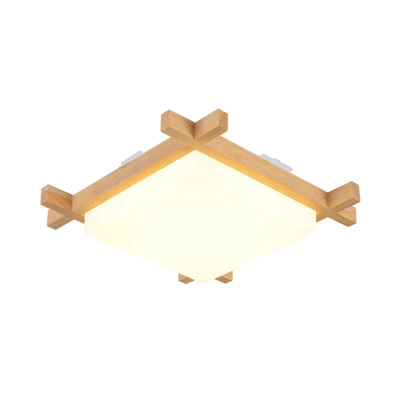 Plafonnier LED en acrylique en forme d'échiquier en bois, luminaire nordique de 15/16.5/20.5 pouces de large, lumière chau...