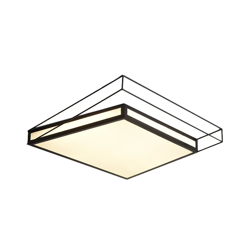 Plafonnier LED en acrylique moderne, hexagone/carré, noir/gris, plafonnier en troisième vitesse Clearhalo