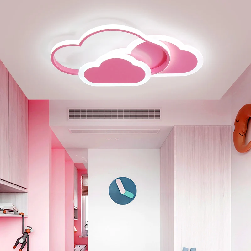 Plafonnier LED en acrylique pour chambre de fille, luminaire décoratif de plafond, dessin animé, rose Clearhalo