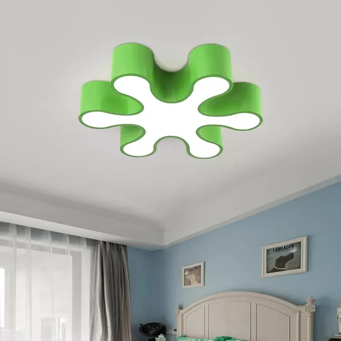 Plafonnier LED en acrylique rouge/jaune/bleu/vert en forme de pétale en troisième vitesse/lumière blanche pour la maternel...