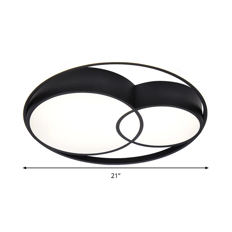 Plafonnier LED en acrylique à 2 tambours, plafonnier noir de Style nordique en lumière chaude/blanche/3 couleurs Clearhalo