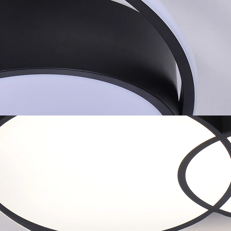Plafonnier LED en acrylique à 2 tambours, plafonnier noir de Style nordique en lumière chaude/blanche/3 couleurs Clearhalo