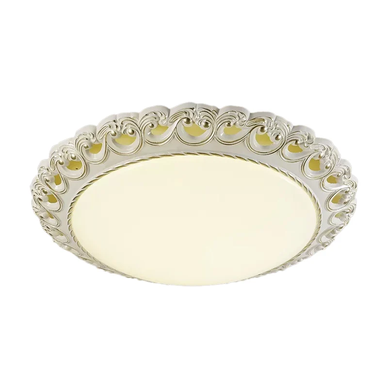 Plafonnier LED arrondi en verre opale de Style traditionnel, luminaire de plafond pour chambre à coucher, blanc et or Clea...