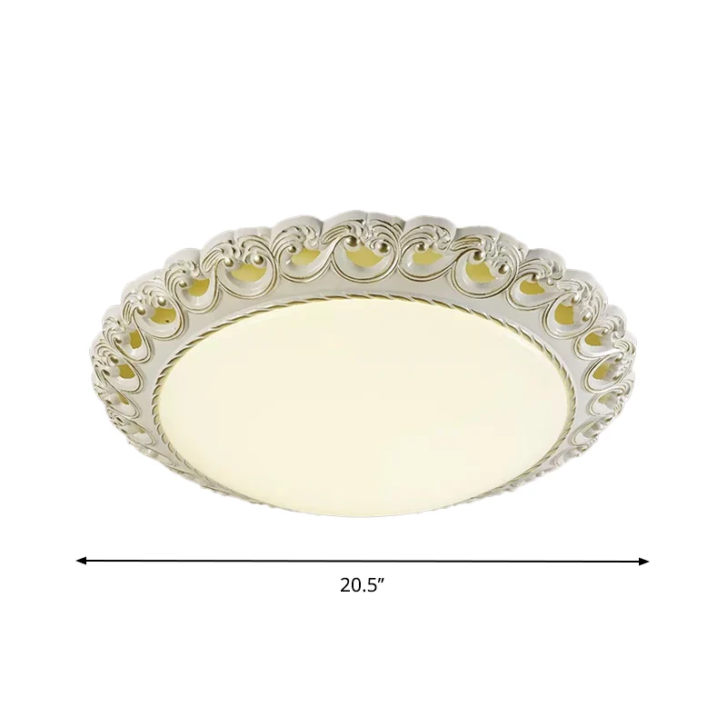 Plafonnier LED arrondi en verre opale de Style traditionnel, luminaire de plafond pour chambre à coucher, blanc et or Clea...