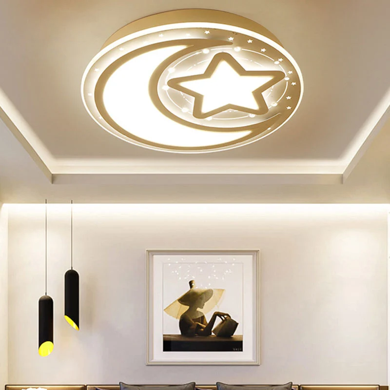 Plafonnier LED blanc moderne étoile et croissant plafonnier en métal pour couloir Clearhalo
