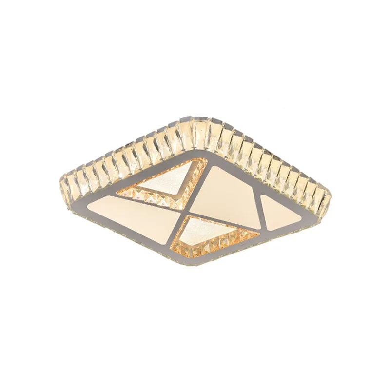 Plafonnier LED blanc plafonnier moderniste carré en cristal luminaire encastré pour chambre à coucher Clearhalo