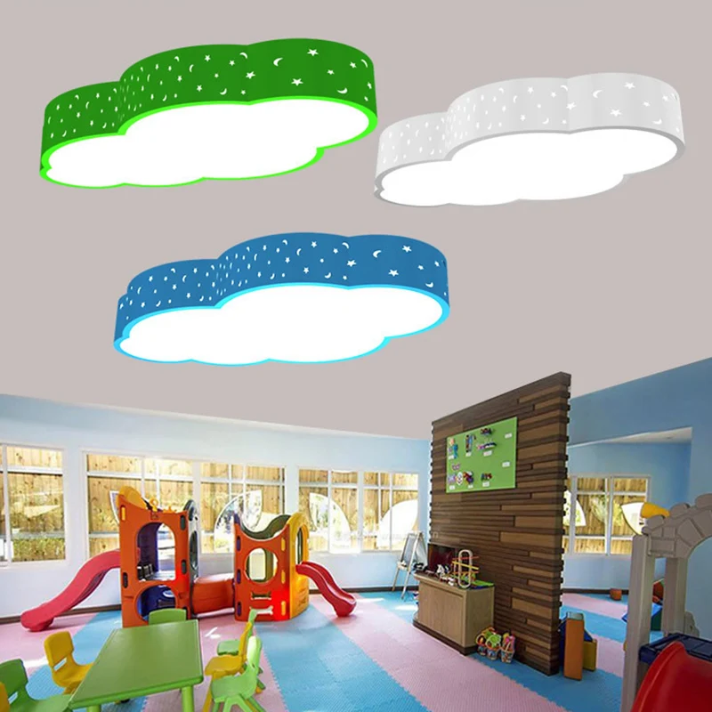 Plafonnier LED blanc/jaune/bleu pour enfant de maternelle de 18 po/20,5 po W avec abat-jour en acrylique nuage Clearhalo