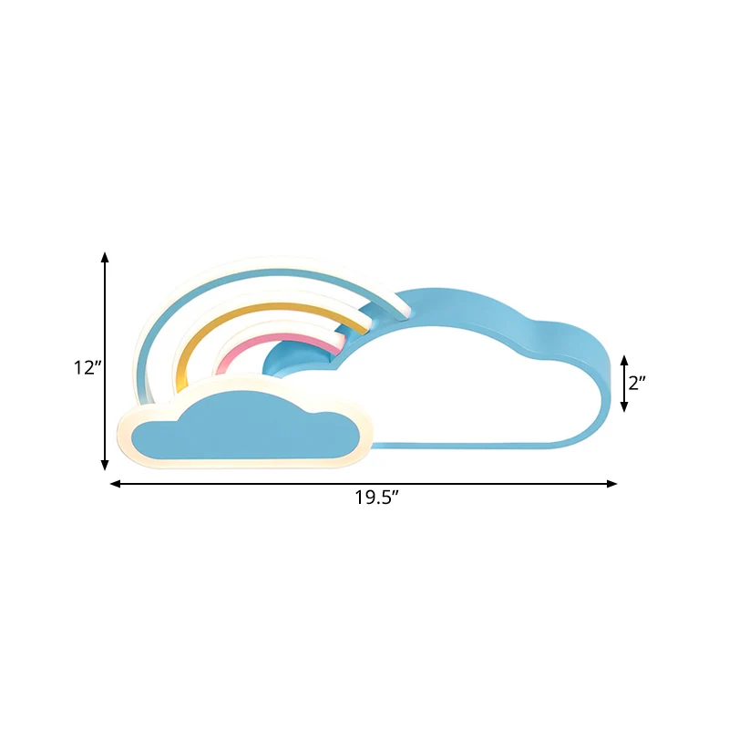 Plafonnier LED bleu en acrylique pour enfants, Design nuage large de 19.5/25.5 pouces, plafonnier pour chambre à coucher C...