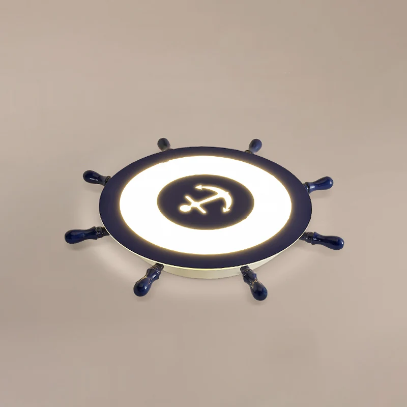 Plafonnier LED bleu contemporain en forme de gouvernail en résine, luminaire de plafond pour chambre d'enfant Clearhalo