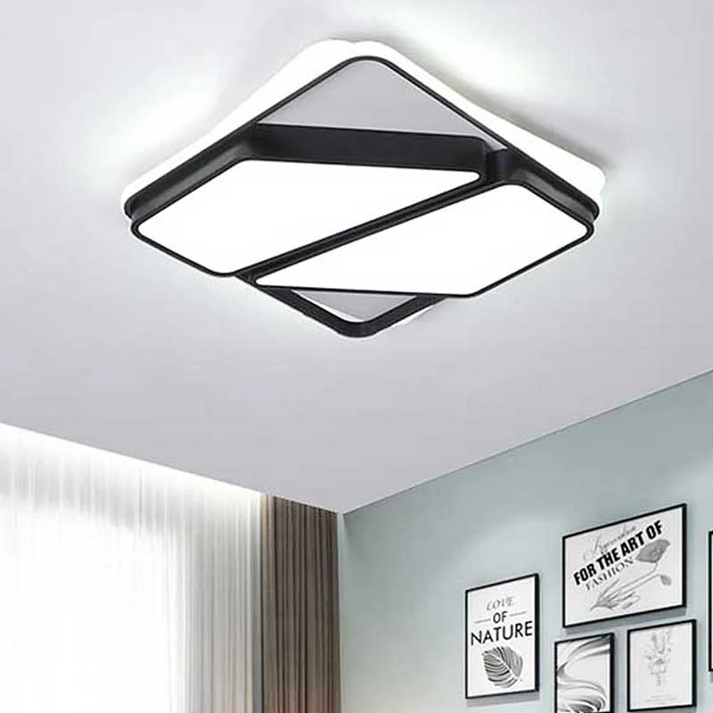 Plafonnier LED à bloc d'épissure pour salon, moderne, métallique, noir et blanc, montage encastré, 16/19,5/35,5 pouces de...