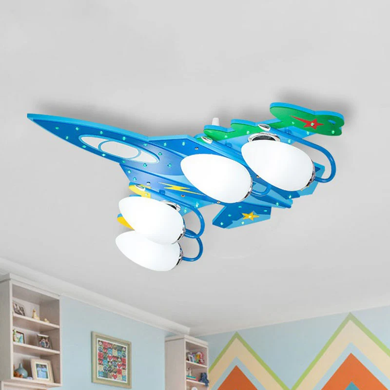Plafonnier LED en bois bleu de Style nordique pour chambre d'enfant, luminaire décoratif d'intérieur, idéal pour une chamb...