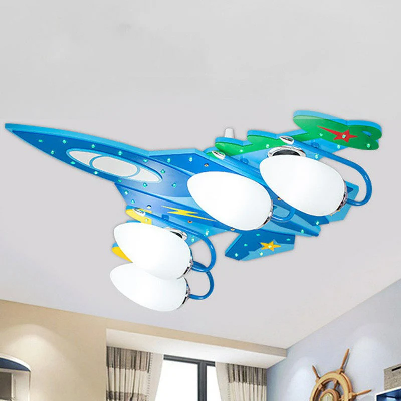 Plafonnier LED en bois bleu de Style nordique pour chambre d'enfant, luminaire décoratif d'intérieur, idéal pour une chamb...