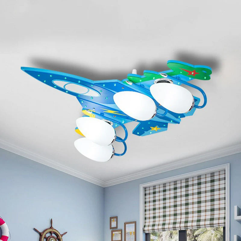 Plafonnier LED en bois bleu de Style nordique pour chambre d'enfant, luminaire décoratif d'intérieur, idéal pour une chamb...