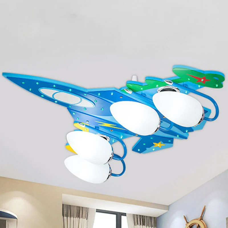 Plafonnier LED en bois bleu de Style nordique pour chambre d'enfant, luminaire décoratif d'intérieur, idéal pour une chamb...