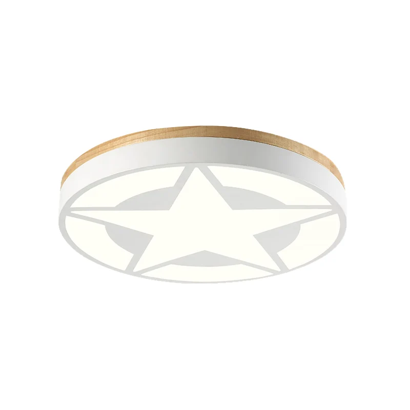 Plafonnier LED en bois, plafonnier étoile avec abat-jour en acrylique pour chambre de garçon, Style moderne Clearhalo