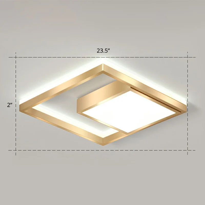 Plafonnier LED carré moderne en acrylique, luminaire décoratif de plafond, idéal pour une chambre à coucher, en or Clearhalo