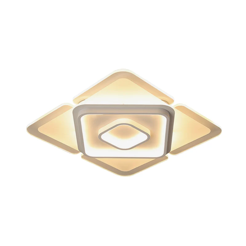 Plafonnier LED de chambre à coucher de 16 po/19,5 po de largeur, plafonnier blanc contemporain avec abat-jour carré en acr...
