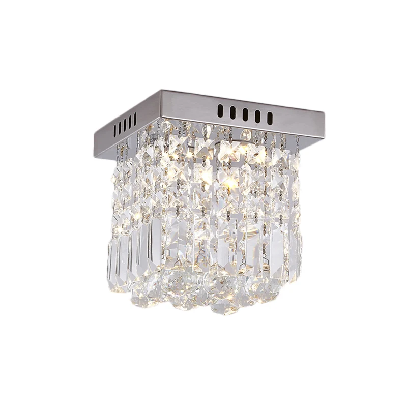 Plafonnier LED chromé cubique/cuboïde moderne en cristal de 8/16 pouces de largeur pour chambre à coucher Clearhalo