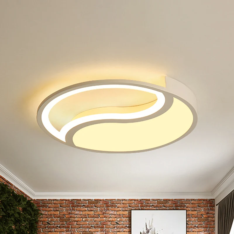 Plafonnier LED circulaire en acrylique blanc de style simple, lumière chaude/blanche/3 couleurs, 40,6 cm/49,5 cm de large...