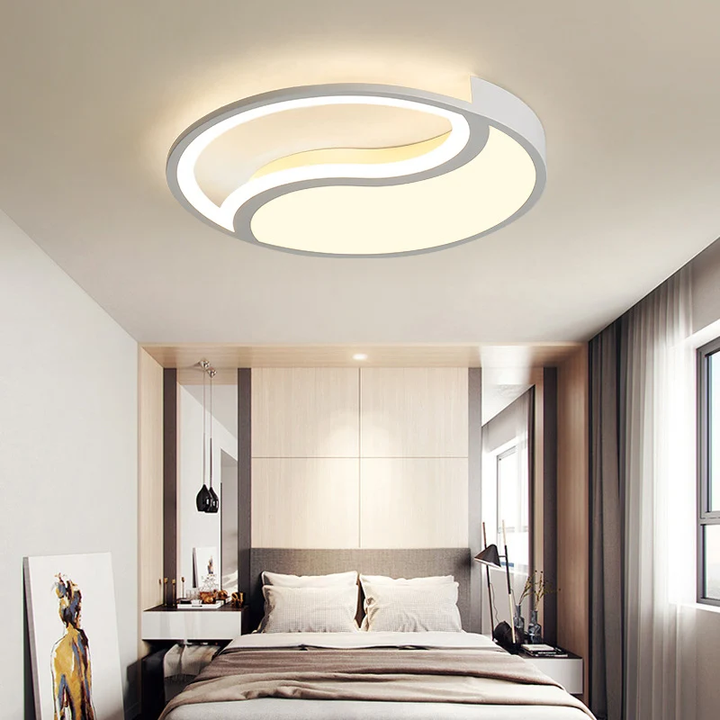 Plafonnier LED circulaire en acrylique blanc de style simple, lumière chaude/blanche/3 couleurs, 40,6 cm/49,5 cm de large...