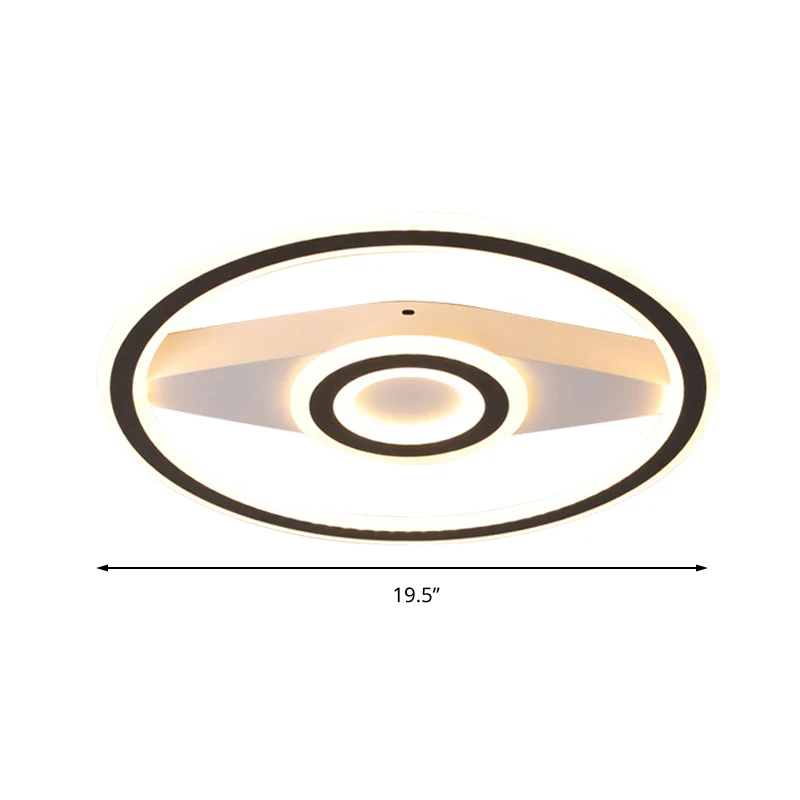 Plafonnier LED circulaire en acrylique, luminaire de plafond moderne, respectueux des yeux, en noir, pour le salon Clearhalo