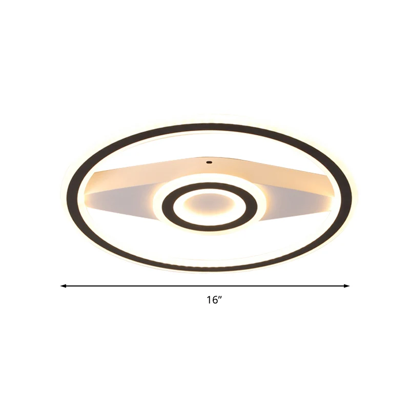 Plafonnier LED circulaire en acrylique, luminaire de plafond moderne, respectueux des yeux, en noir, pour le salon Clearhalo