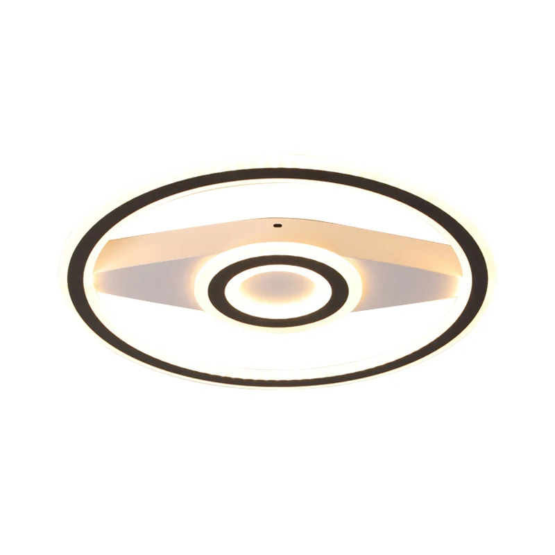 Plafonnier LED circulaire en acrylique, luminaire de plafond moderne, respectueux des yeux, en noir, pour le salon Clearhalo