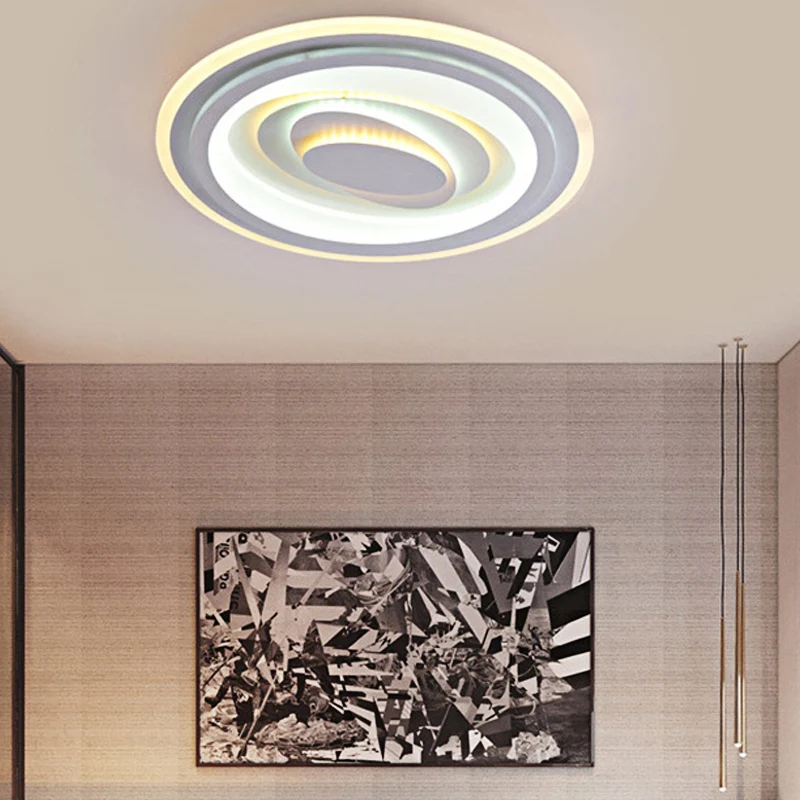 Plafonnier LED circulaire en acrylique pour salon, chambre à coucher, pour enfants, finition blanche Clearhalo